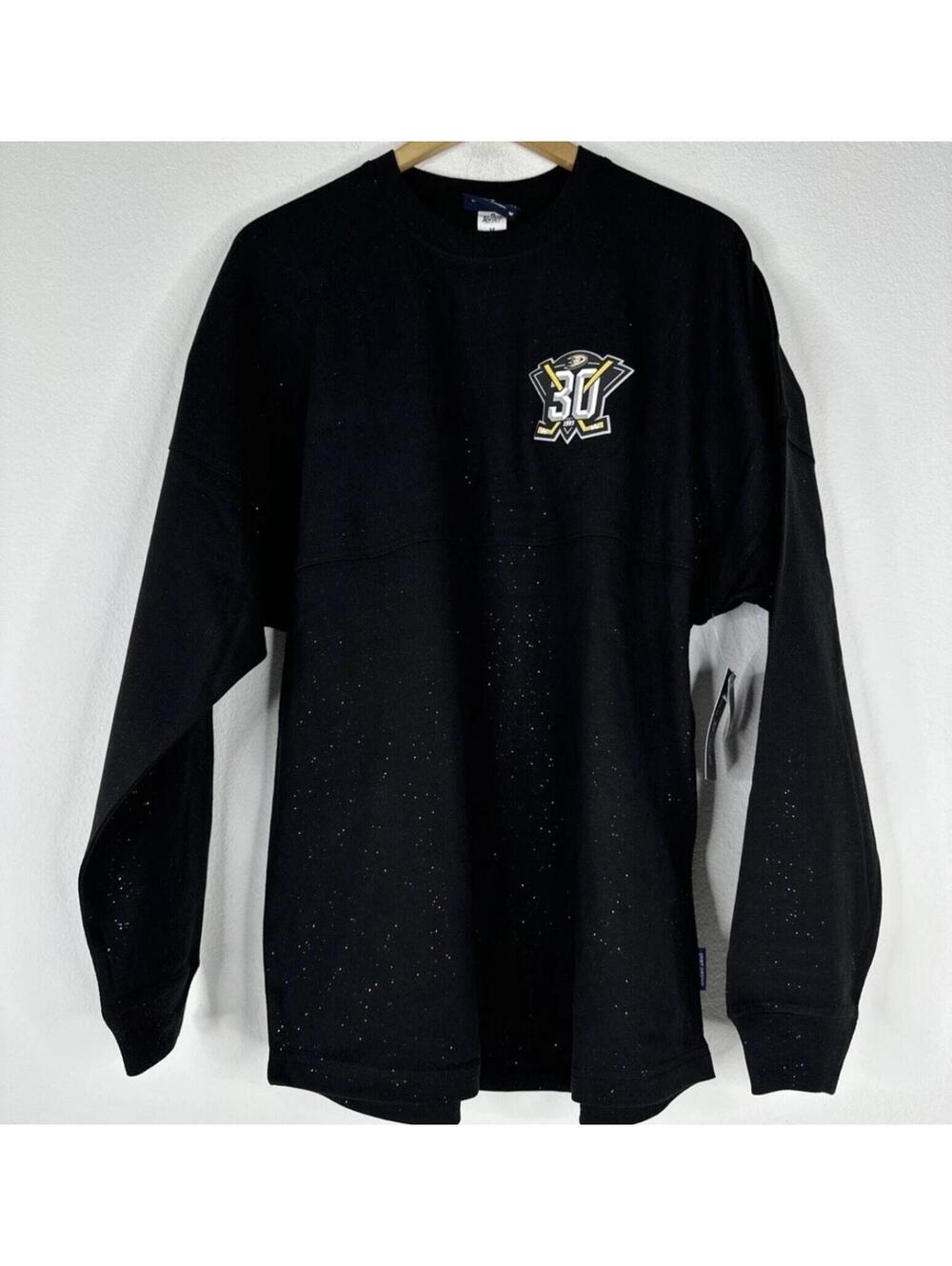Anaheim Ducks Spirit Jersey Sparkle Crew Neck Shirt Womens Black NEW (SMALL)